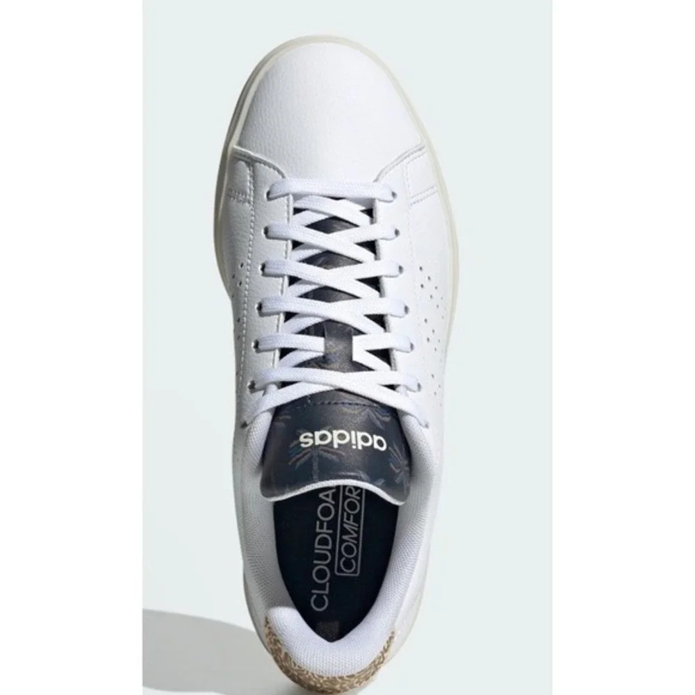 Adidas Advantage 2.0 Court Womens 7.5 White‎ Leopard Leather Sneakers New IG9182